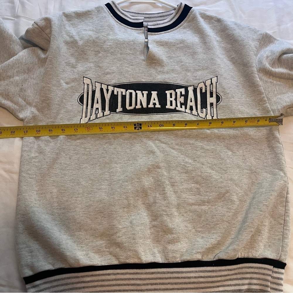 Vintage Daytona Beach Pullover Split Crewneck Sweatshirt Gray Unisex S / M - Picture 11 of 12